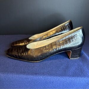 Salvatore Ferragamo Black Textured Heels
